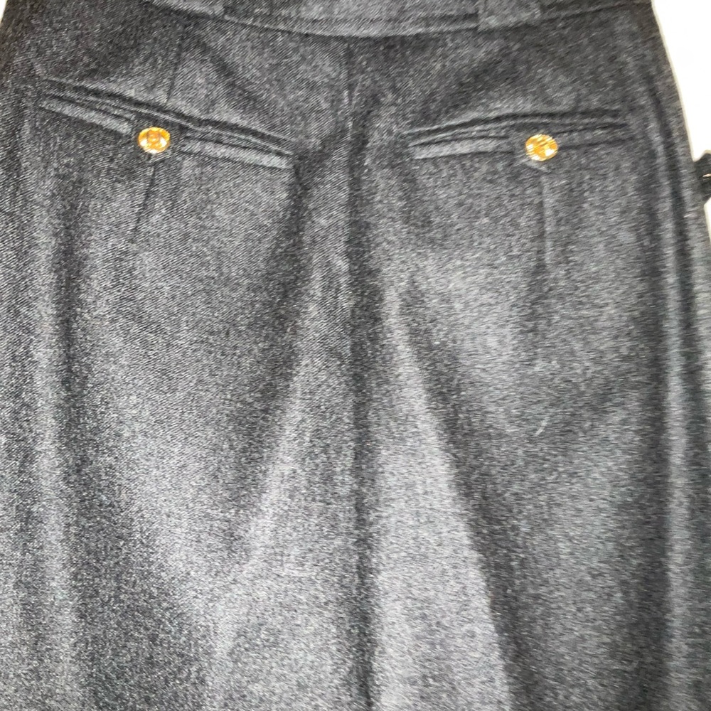 Chic Gray  Wool Chanel wide leg pants with Gold Button Accents.